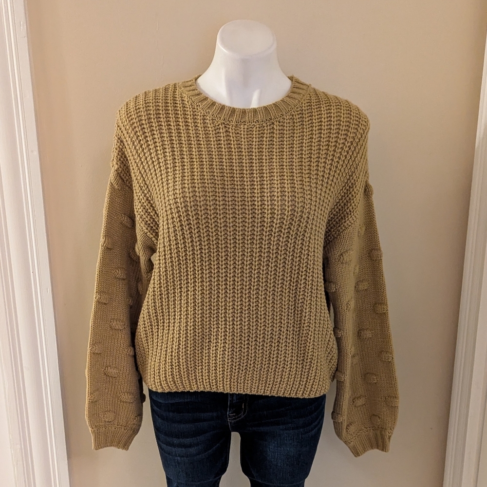 Moon & Madison mustard yellow polka dot sleeve sweater size XS